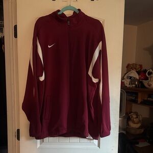 Nike Burgundy and White Sports Jacket